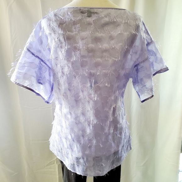 Purple Levender Shortsleeve Blouse Sheer Lightweight By Banana Republic - Picture 5 of 9